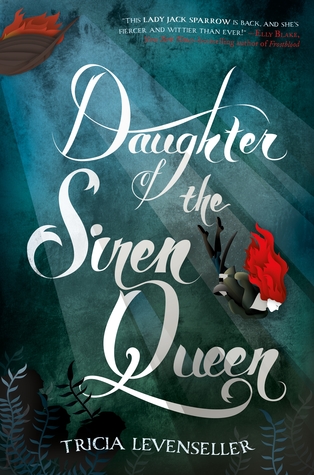 Book cover of Daughter of the Siren Queen. Underwater graphic with girl with red hair swimming down.